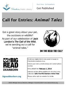 Big Read 2013-14 Call of the Wild Dearborn Animal Tales Flyer