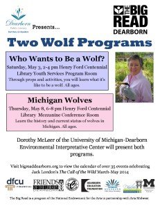 Big Read 2013-14 Flyer Dorothy McLeer wolf programs
