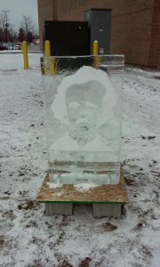 Big Read 2015-16 Photo ice sculpture at HFC Edgar Allan Poe