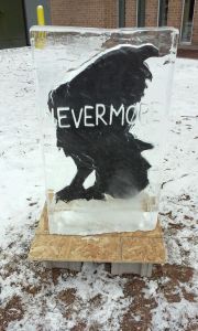Big Read 2015-16 Photo ice sculpture at HFC raven